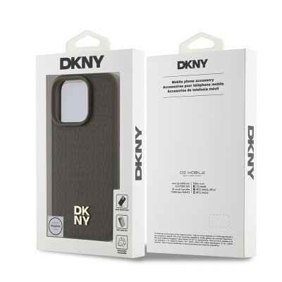Apple iPhone 16 Pro Max Kılıf DKNY Orjinal Lisanslı M-safe Şarj Özellikli 3D Yazılı Repeat Pattern Kapak - 10