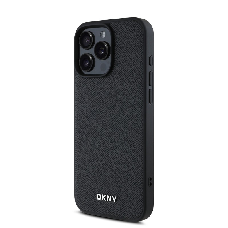 Apple iPhone 16 Pro Max Kılıf DKNY Orjinal Lisanslı M-safe Şarj Özellikli Metal Logolu PU Deri Grained Kapak - 3