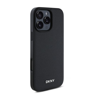 Apple iPhone 16 Pro Max Kılıf DKNY Orjinal Lisanslı M-safe Şarj Özellikli Metal Logolu PU Deri Grained Kapak - 5