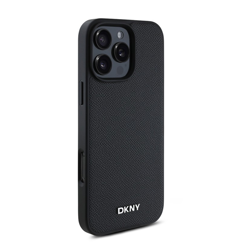 Apple iPhone 16 Pro Max Kılıf DKNY Orjinal Lisanslı M-safe Şarj Özellikli Metal Logolu PU Deri Grained Kapak - 5