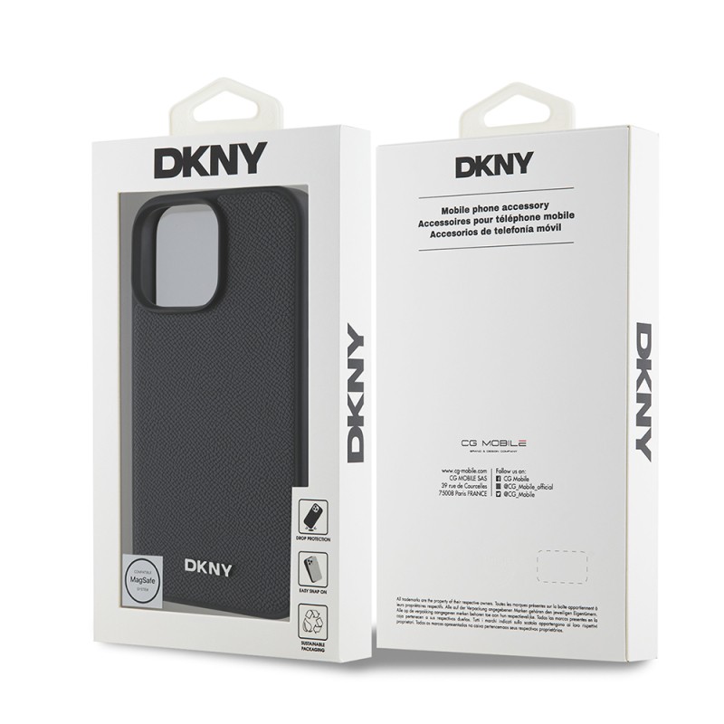 Apple iPhone 16 Pro Max Kılıf DKNY Orjinal Lisanslı M-safe Şarj Özellikli Metal Logolu PU Deri Grained Kapak - 9