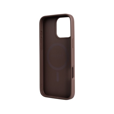 Apple iPhone 16 Pro Max Kılıf Guess Orjinal Lisanslı M-safe Şarj Özellikli 4G Metal Büyük Logolu Kartlıklı Kapak - 4