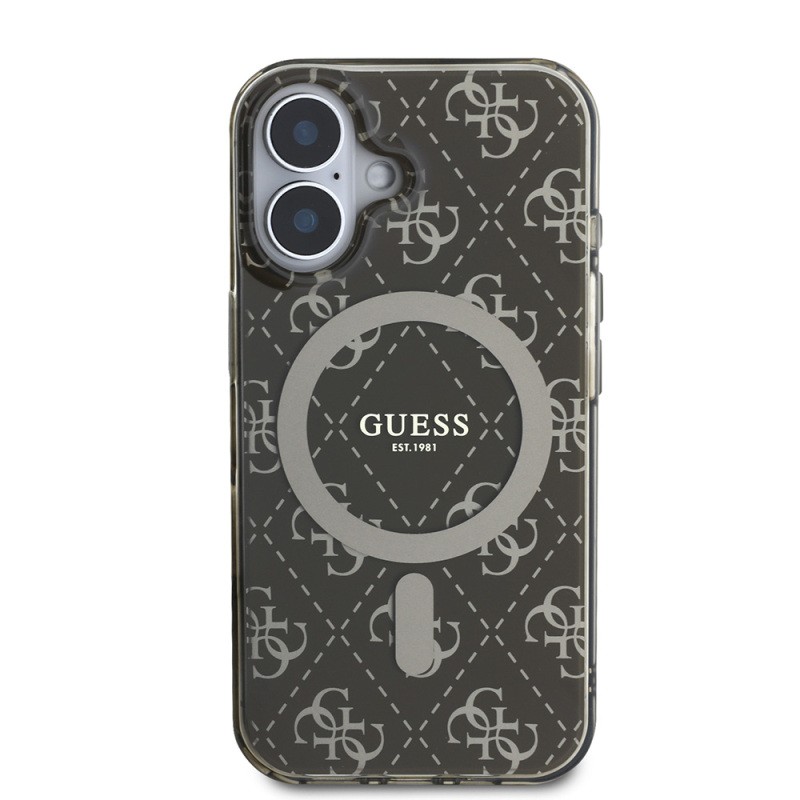 Apple iPhone 16 Pro Max Kılıf Guess Orjinal Lisanslı M-safe Şarj Özellikli IML Baskılı Klasik Logolu 4G Desenli Kapak - 13