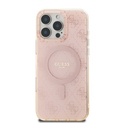 Apple iPhone 16 Pro Max Kılıf Guess Orjinal Lisanslı M-safe Şarj Özellikli IML Baskılı Klasik Logolu 4G Desenli Kapak - 4