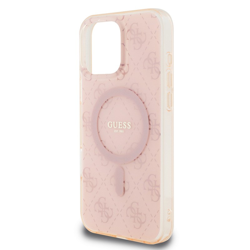 Apple iPhone 16 Pro Max Kılıf Guess Orjinal Lisanslı M-safe Şarj Özellikli IML Baskılı Klasik Logolu 4G Desenli Kapak - 7