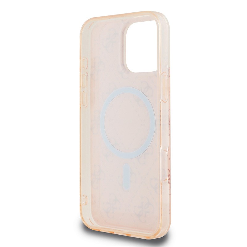 Apple iPhone 16 Pro Max Kılıf Guess Orjinal Lisanslı M-safe Şarj Özellikli IML Baskılı Klasik Logolu 4G Desenli Kapak - 8