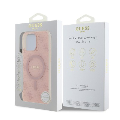Apple iPhone 16 Pro Max Kılıf Guess Orjinal Lisanslı M-safe Şarj Özellikli IML Baskılı Klasik Logolu 4G Desenli Kapak - 9