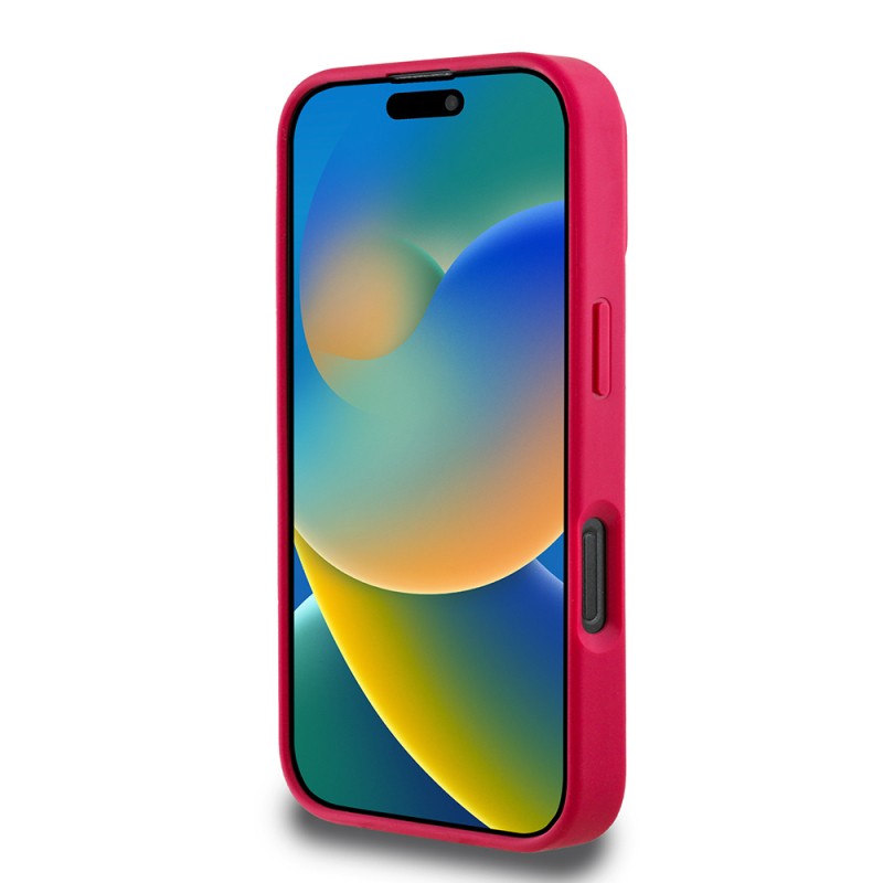 Apple iPhone 16 Pro Max Kılıf Guess Orjinal Lisanslı M-safe Şarj Özellikli Taneli Çiçek Tasarımlı Metal Yazı Logolu Kapak - 23