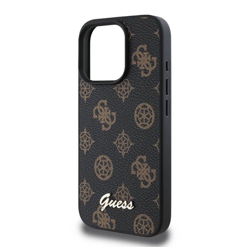 Apple iPhone 16 Pro Max Kılıf Guess Orjinal Lisanslı M-safe Şarj Özellikli Yazı Logolu Peony Kapak - 7
