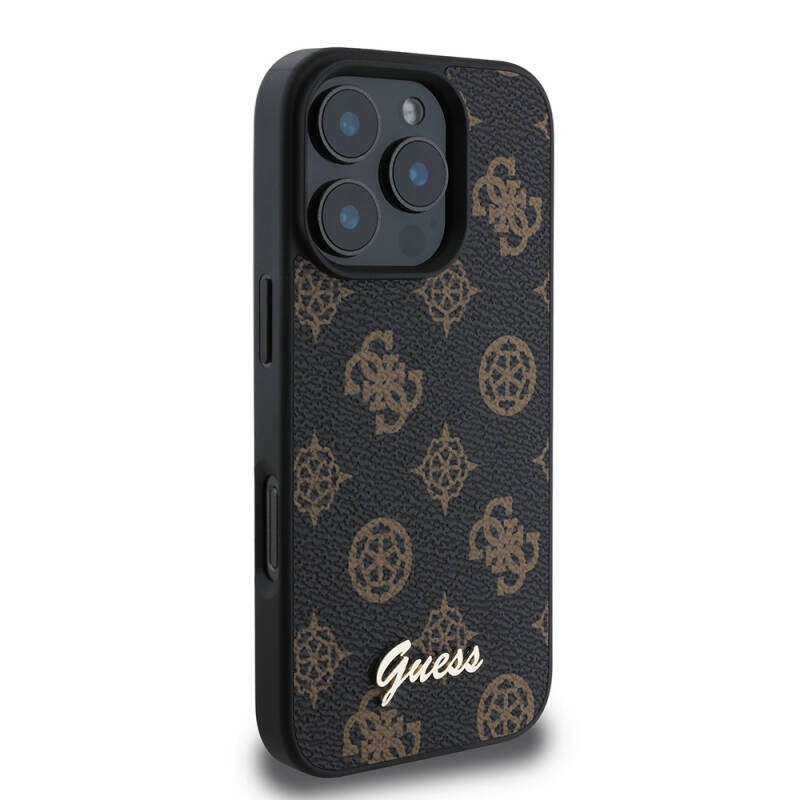 Apple iPhone 16 Pro Max Kılıf Guess Orjinal Lisanslı M-safe Şarj Özellikli Yazı Logolu Peony Kapak - 5
