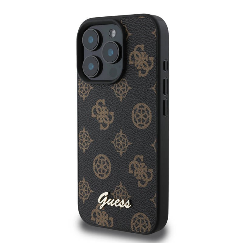 Apple iPhone 16 Pro Max Kılıf Guess Orjinal Lisanslı M-safe Şarj Özellikli Yazı Logolu Peony Kapak - 3