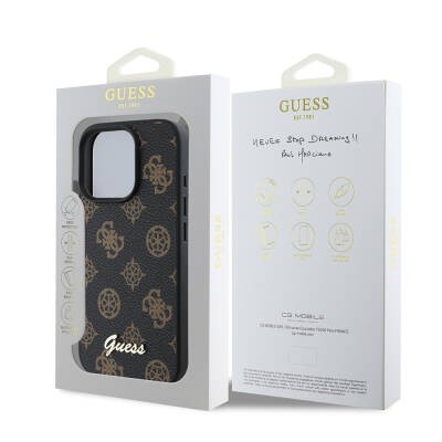 Apple iPhone 16 Pro Max Kılıf Guess Orjinal Lisanslı M-safe Şarj Özellikli Yazı Logolu Peony Kapak - 9