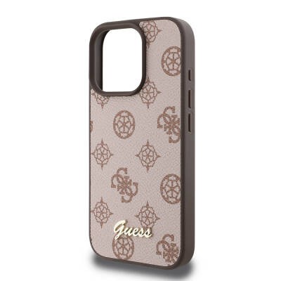 Apple iPhone 16 Pro Max Kılıf Guess Orjinal Lisanslı M-safe Şarj Özellikli Yazı Logolu Peony Kapak - 15