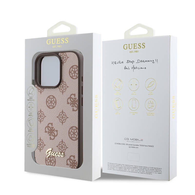 Apple iPhone 16 Pro Max Kılıf Guess Orjinal Lisanslı M-safe Şarj Özellikli Yazı Logolu Peony Kapak - 17