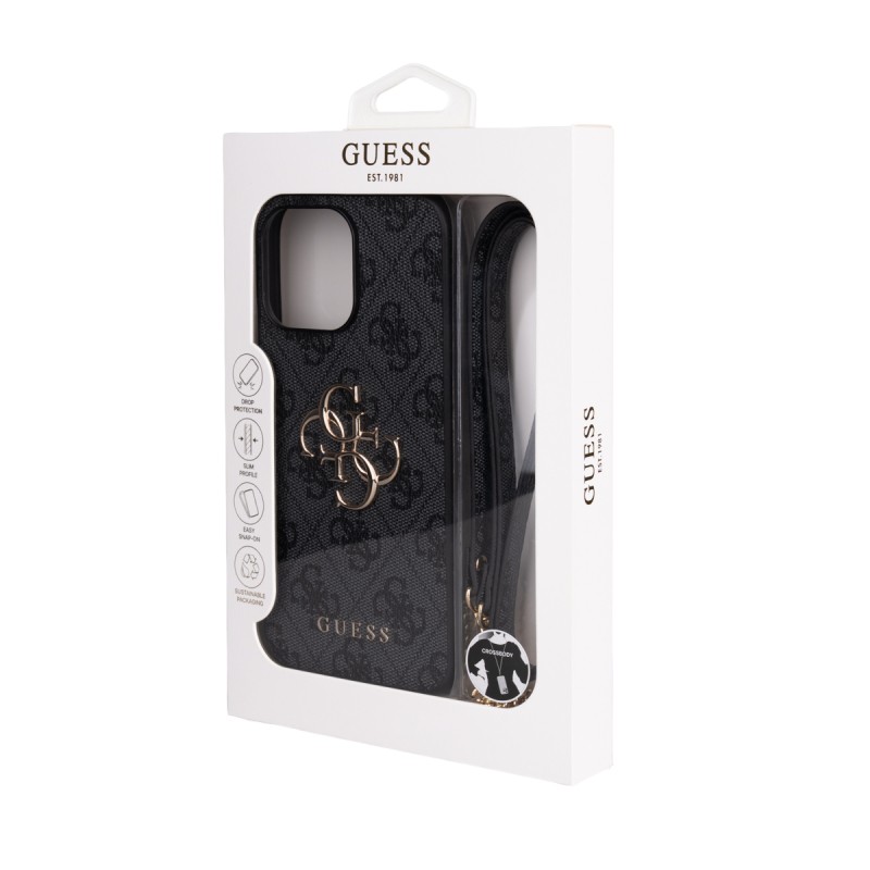 Apple iPhone 16 Pro Max Kılıf Guess Orjinal Lisanslı PU Deri 4G Büyük Metal Logolu Çapraz Vücut Askılı Kapak - 12