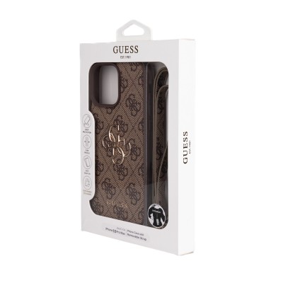 Apple iPhone 16 Pro Max Kılıf Guess Orjinal Lisanslı PU Deri 4G Büyük Metal Logolu Çapraz Vücut Askılı Kapak - 22