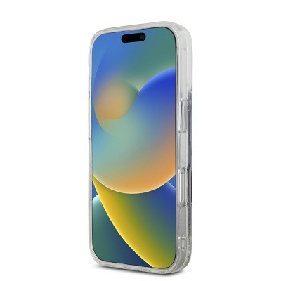 Apple iPhone 16 Pro Max Kılıf Hello Kitty Orjinal Lisanslı M-safe Şarj Özellikli IML Baskı Kitty Head Logolu Sıvılı Simli Altın Ateşi Kapak - 6