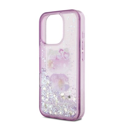 Apple iPhone 16 Pro Max Kılıf Hello Kitty Orjinal Lisanslı Sıvılı Simli 50. Yıldönümü Partisi Kapak - 7