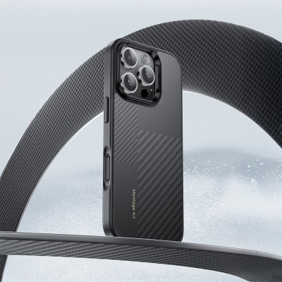 Apple iPhone 16 Pro Max Kılıf Karbon Fiber M-safe Şarj Özellikli Kamera Kontrol Butonlu Benks Hybrid ArmorPro Montage Kevlar Kapak - 14