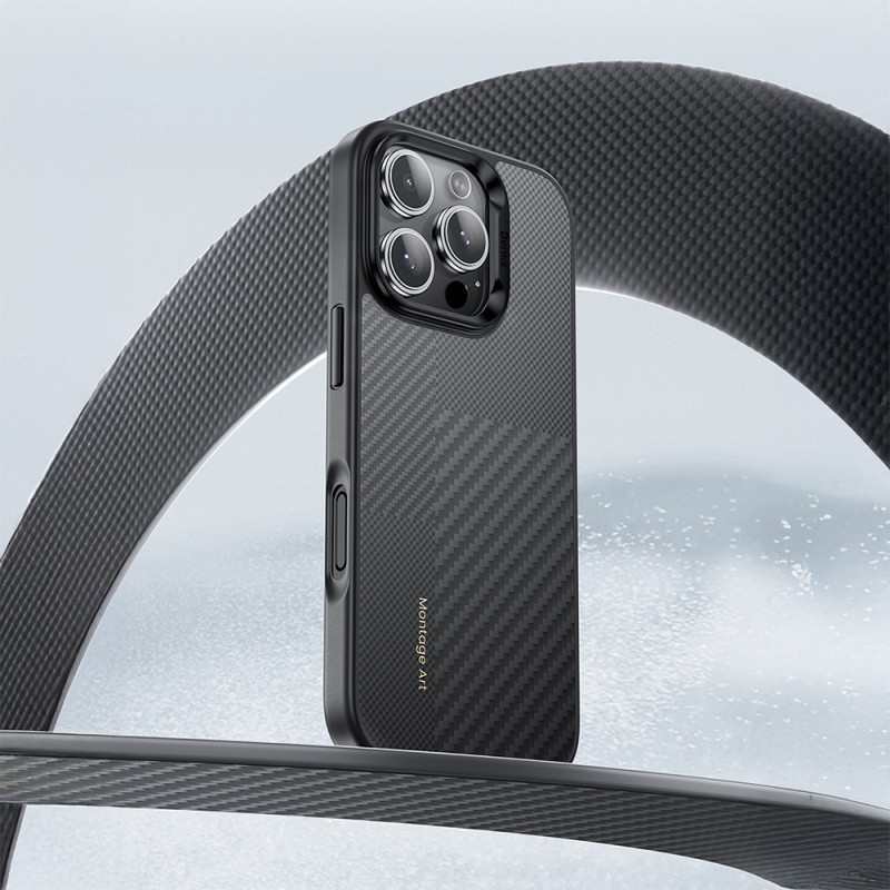 Apple iPhone 16 Pro Max Kılıf Karbon Fiber M-safe Şarj Özellikli Kamera Kontrol Butonlu Benks Hybrid ArmorPro Montage Kevlar Kapak - 14