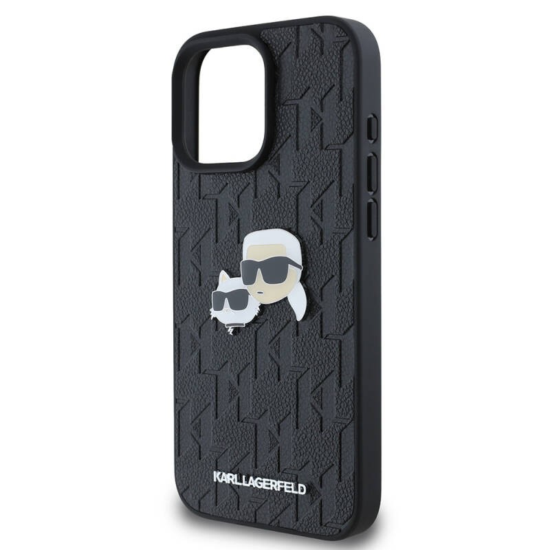 Apple iPhone 16 Pro Max Kılıf Karl Lagerfeld Orjinal Lisanslı K&C Heads Monogram Pin Kapak - 7