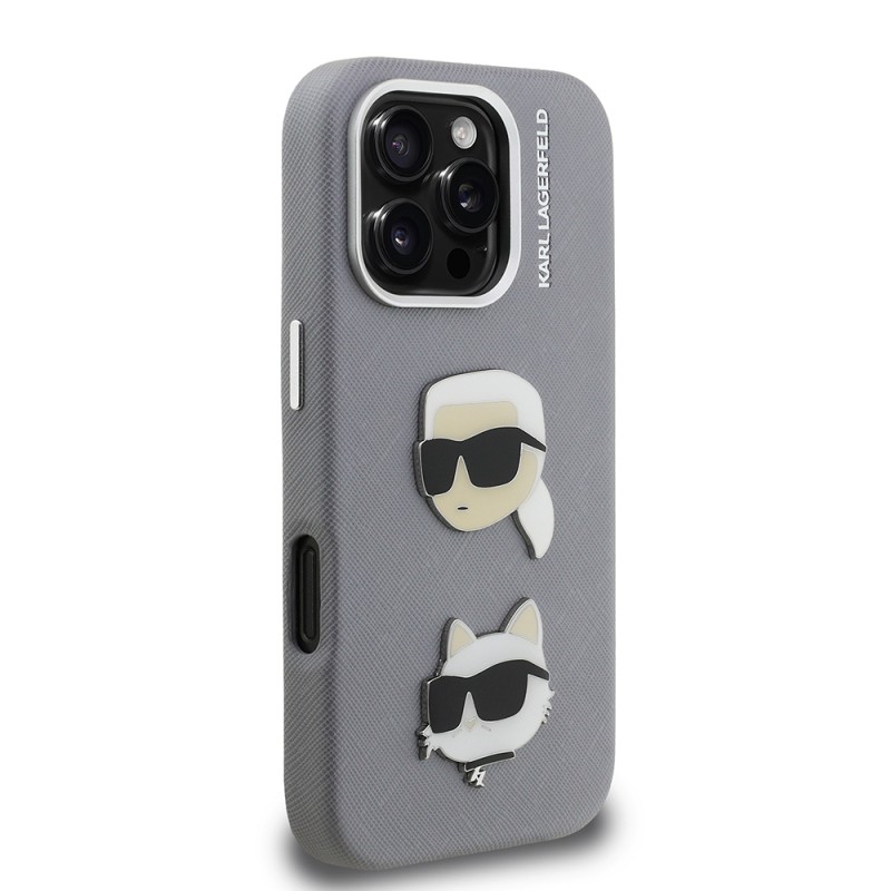 Apple iPhone 16 Pro Max Kılıf Karl Lagerfeld Orjinal Lisanslı K&C Heads Pin Kapak - 4