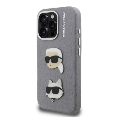 Apple iPhone 16 Pro Max Kılıf Karl Lagerfeld Orjinal Lisanslı K&C Heads Pin Kapak - 5