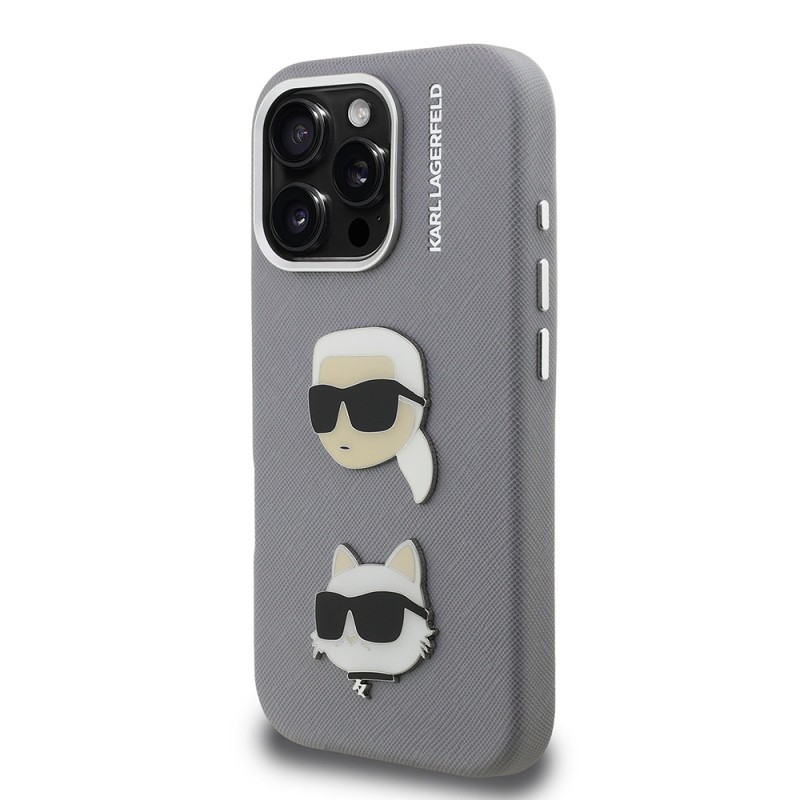 Apple iPhone 16 Pro Max Kılıf Karl Lagerfeld Orjinal Lisanslı K&C Heads Pin Kapak - 5
