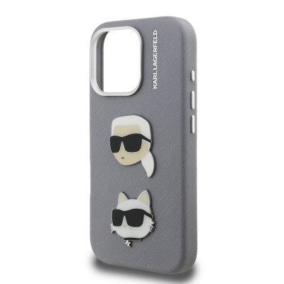 Apple iPhone 16 Pro Max Kılıf Karl Lagerfeld Orjinal Lisanslı K&C Heads Pin Kapak - 8