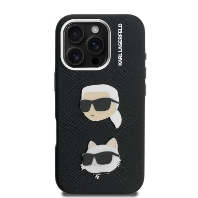 Apple iPhone 16 Pro Max Kılıf Karl Lagerfeld Orjinal Lisanslı K&C Heads Pin Kapak - 12