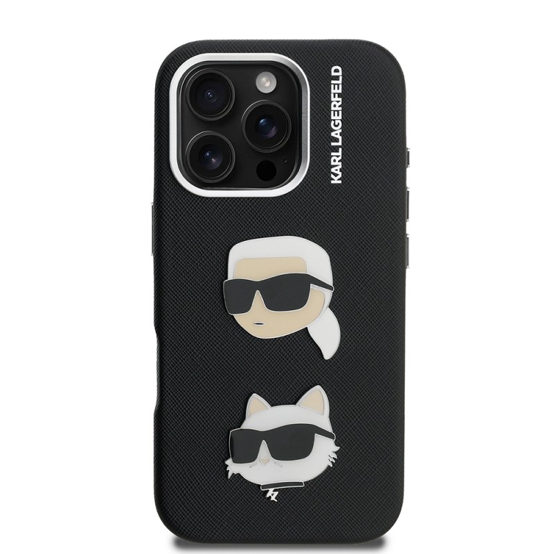 Apple iPhone 16 Pro Max Kılıf Karl Lagerfeld Orjinal Lisanslı K&C Heads Pin Kapak - 12