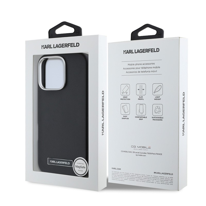 Apple iPhone 16 Pro Max Kılıf Karl Lagerfeld Orjinal Lisanslı M-safe Şarj Özellikli Metal Kamera ve Buton Tasarımlı Plaka Logolu PU Deri Kapak - 9