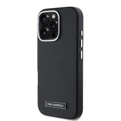 Apple iPhone 16 Pro Max Kılıf Karl Lagerfeld Orjinal Lisanslı M-safe Şarj Özellikli Metal Kamera ve Buton Tasarımlı Plaka Logolu PU Deri Kapak - 4