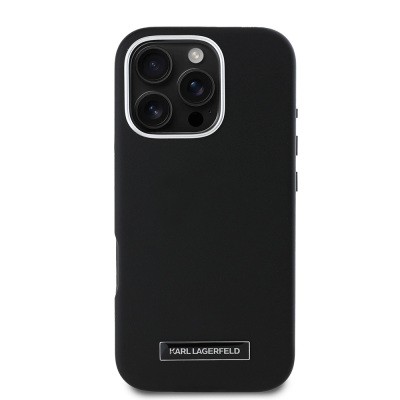 Apple iPhone 16 Pro Max Kılıf Karl Lagerfeld Orjinal Lisanslı M-safe Şarj Özellikli Metal Kamera ve Buton Tasarımlı Plaka Logolu PU Deri Kapak - 5