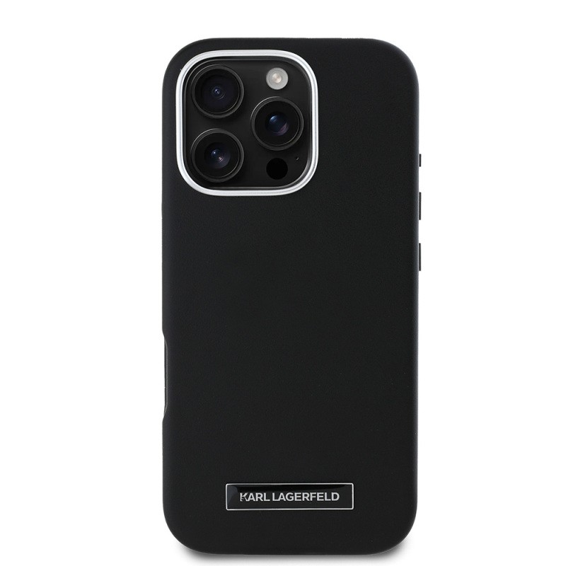 Apple iPhone 16 Pro Max Kılıf Karl Lagerfeld Orjinal Lisanslı M-safe Şarj Özellikli Metal Kamera ve Buton Tasarımlı Plaka Logolu PU Deri Kapak - 5