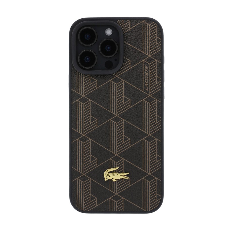 Apple iPhone 16 Pro Max Kılıf Lacoste Orjinal Lisanslı M-safe Şarj Özellikli PU Deri Tasarımlı Kartlıklı Karışık Monogram Desenli Kapak - 2