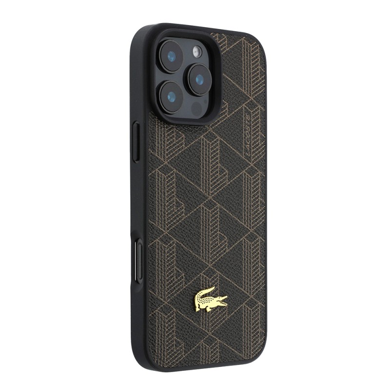 Apple iPhone 16 Pro Max Kılıf Lacoste Orjinal Lisanslı M-safe Şarj Özellikli PU Deri Tasarımlı Kartlıklı Karışık Monogram Desenli Kapak - 3