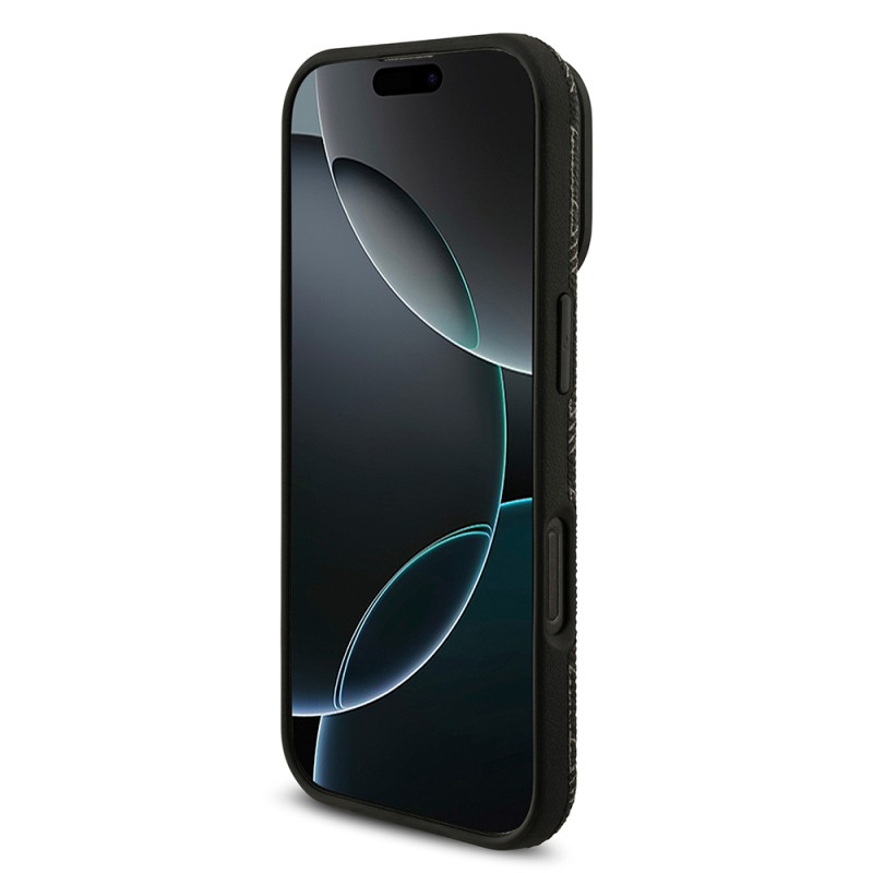 Apple iPhone 16 Pro Max Kılıf Lacoste Orjinal Lisanslı M-safe Şarj Özellikli Standlı PU Deri Karışık Monogram Desenli Kapak - 6