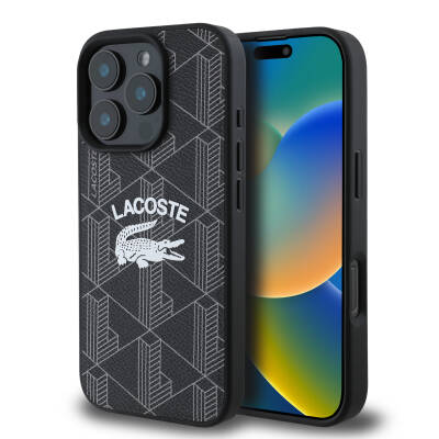 Apple iPhone 16 Pro Max Kılıf Lacoste Orjinal Lisanslı M-safe Şarj Özellikli Mono Vintage Logo Kapak - Lacoste