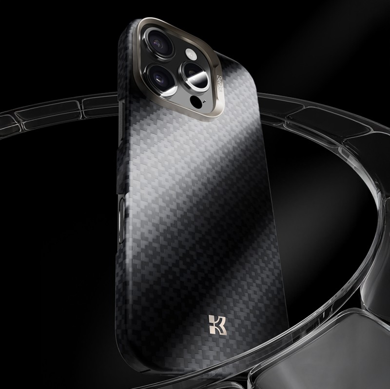 Apple iPhone 16 Pro Max Kılıf M-Safe Şarj Özellikli Benks ArmorAir ArmorGrid Serisi Kevlar Karbon Kapak - 20
