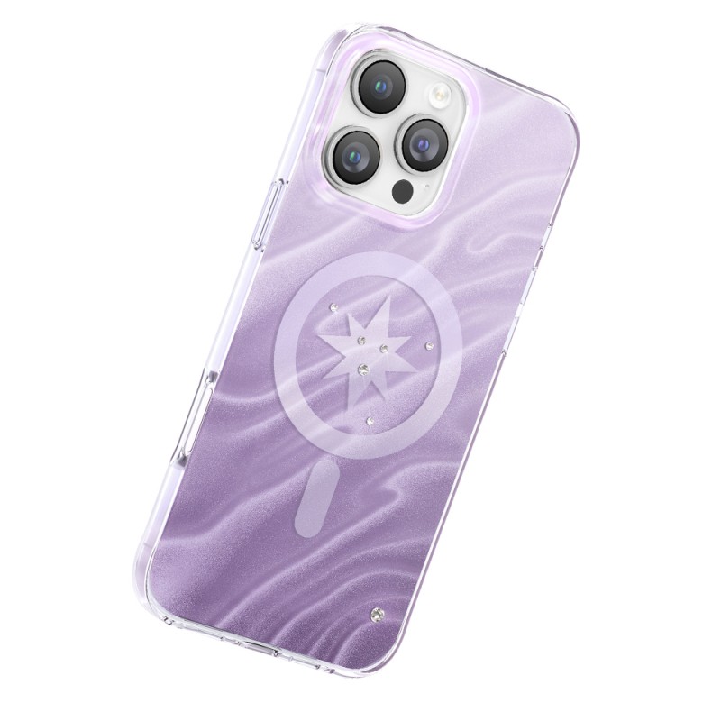 Apple iPhone 16 Pro Max Kılıf M-Safe Şarj Özellikli Orjinal Swarovski Taşlı Zore Paris Rovix Sert PC Kapak - 4