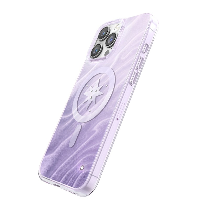 Apple iPhone 16 Pro Max Kılıf M-Safe Şarj Özellikli Orjinal Swarovski Taşlı Zore Paris Rovix Sert PC Kapak - 5