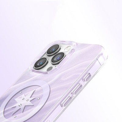 Apple iPhone 16 Pro Max Kılıf M-Safe Şarj Özellikli Orjinal Swarovski Taşlı Zore Paris Rovix Sert PC Kapak - 6