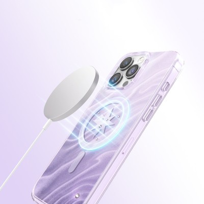 Apple iPhone 16 Pro Max Kılıf M-Safe Şarj Özellikli Orjinal Swarovski Taşlı Zore Paris Rovix Sert PC Kapak - 7