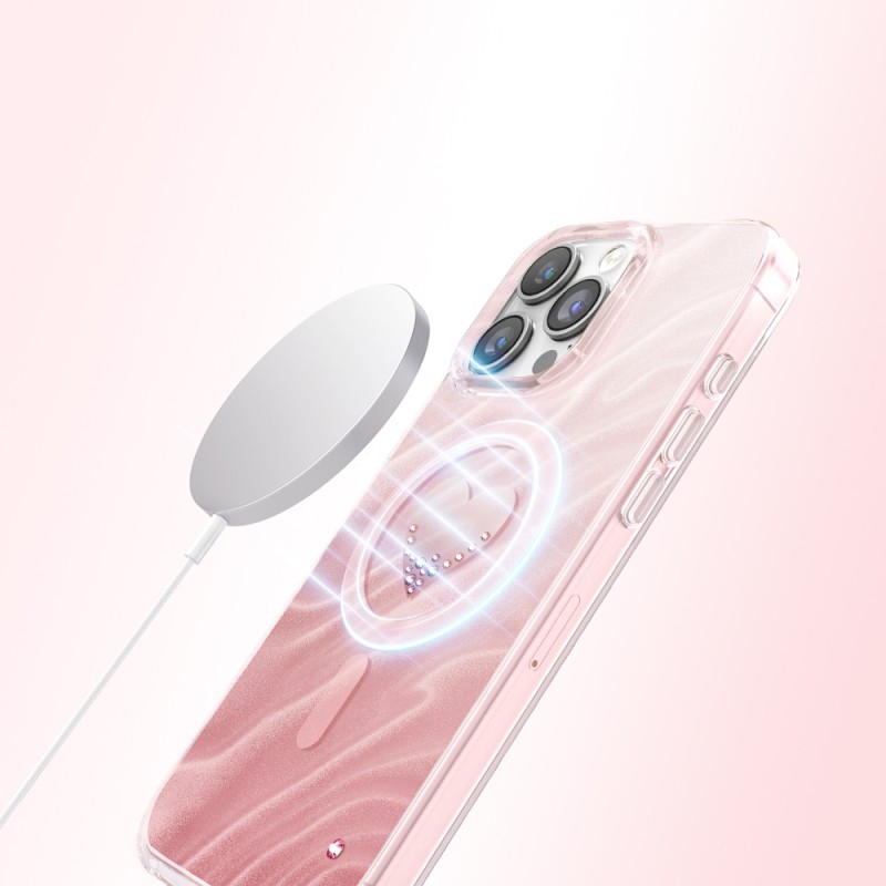 Apple iPhone 16 Pro Max Kılıf M-Safe Şarj Özellikli Orjinal Swarovski Taşlı Zore Paris Rovix Sert PC Kapak - 15