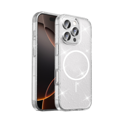 ​Apple iPhone 16 Pro Max Kılıf M-safe Şarj Özellikli Parlayan Simli Saydam Renkli Zore Maris Kapak - Zore