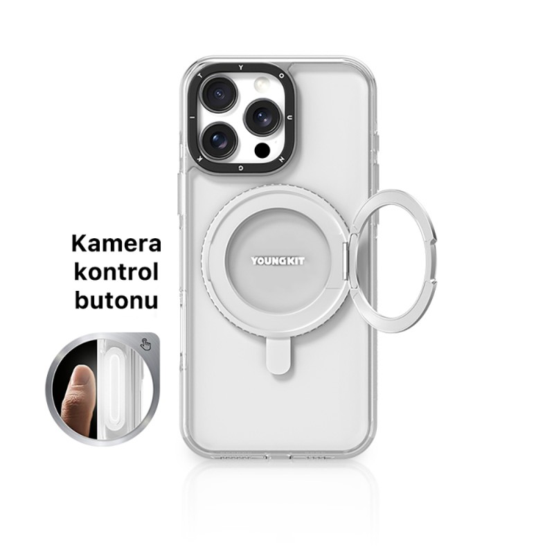 Apple iPhone 16 Pro Max Kılıf M-safe Şarj Özellikli Standlı Aksiyon Butonlu Youngkit Pivot Serisi Kapak - 5