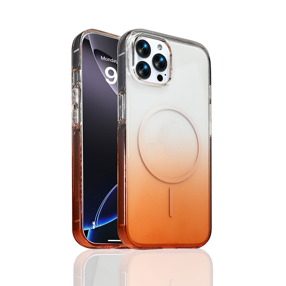 iPhone 16 Pro Max Kılıf M-Safe Şarj Özellikli Zore Septik Silikon Kapak - Turuncu