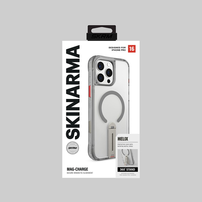 Apple iPhone 16 Pro Max Kılıf M-safe Şarj Özellikli 360 Derece Dönebilen Standlı Skinarma Helix Kapak - 17