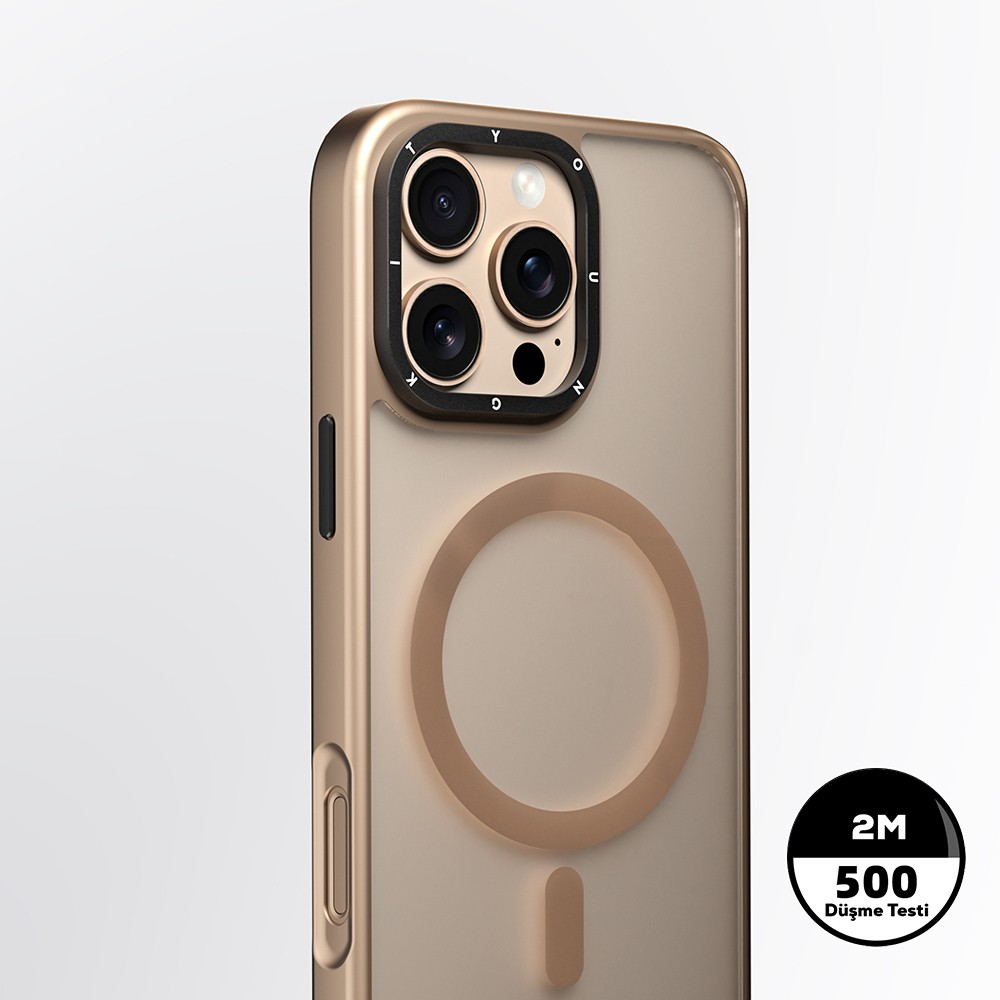 Apple iPhone 16 Pro Max Kılıf M-safe Şarj Özellikli Cam Arka Yüzey